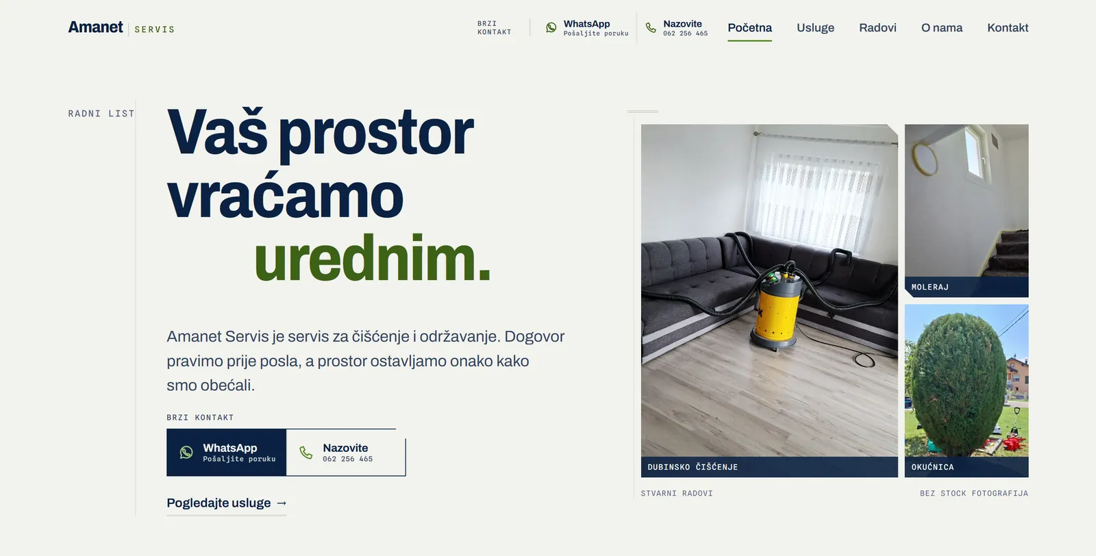 Website Amanet Servis — in Arbeit